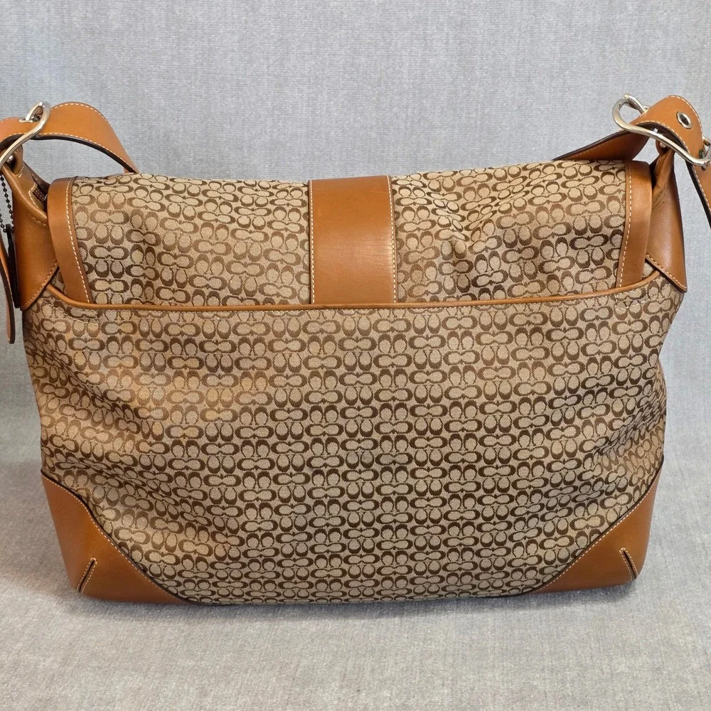 Coach Messenger Bag Womens Large Khaki Ginger Signature Jacquard 05706 Vintage
